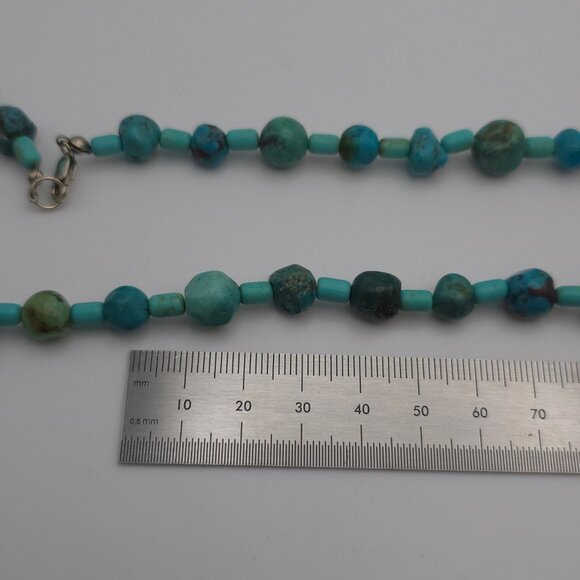 18 Inch 925 Sterling Silver Turquoise And Other Stones Necklace B38 - Picture 6 of 7